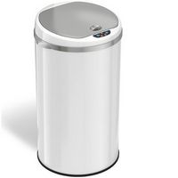 iTouchless - 8 Gallon Touchless Sensor Trash Can with AbsorbX Odor Control System, White Stainles...