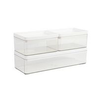 Martha Stewart - Grady Premium Clear Plastic Storage Boxes with White Plastic Lids-3 Pack - Clear...