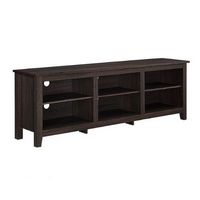 Walker Edison - Modern 70&quot; Open 6 Cubby Storage TV Stand for TVs up to 80&quot; - Espresso
