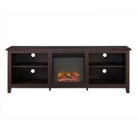 Walker Edison - Open Storage Fireplace TV Stand for Most TVs Up to 85&quot; - Espresso