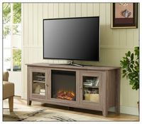 Walker Edison - 58" Transitional Two Glass Door Fireplace TV Stand for Most TVs up to 65" - Drift...
