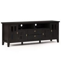 Simpli Home - Artisan SOLID WOOD 72 inch TV Media Stand in Hickory Brown For TVs up to 80 inches ...