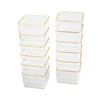 Martha Stewart - Kerry Set of 12 Plastic Stacking Desk Drawer Organizers with Gold Trim - 3 x 3 -...