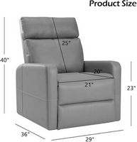 Bestier Vegan Leather Manual Swivel Recliner with Solid Footrest and Soft Padded Armrest - Grey