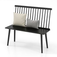 Costway - Entryway Bench for 2 Windsor Rubber Wood Dining Bench with Spindle Back - Black