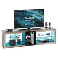 63" TV Stand Gaming Entertainment Center for TVs up to 70" with LED Lights Cabinet and Shelves