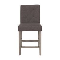 CorLiving - Leila Fabric Square Tufted Counter Height Barstool - Charcoal Brown