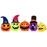 Costway - 9 FT Inflatable Pumpkin Patch Family Blow up Yard Halloween Decoration with Built-in LE...