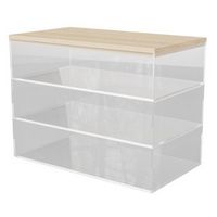 Martha Stewart - Brody Premium Clear Plastic Storage Bins with Lt Natural Paulownia Wood Lid - 7....