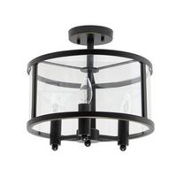 Lalia Home - 3 Light Semi-flushmount Glass and Metallic Accented - Black