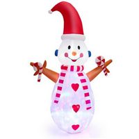Costway 8FT Christmas Snowman Decoration Inflatable Christmas Decor with Multi-color Rotating & B...