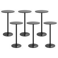 Costway 6 PCS Round Pub Table 24%27%27 Bistro Bar Cocktail Table w/Metal Base - Black