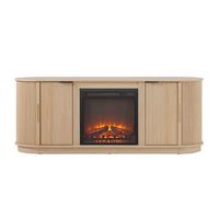 Modern Reeded 60” Fireplace TV Stand with Removable Fireplace Insert