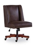 Linon Home Décor - Donora Faux Leather Adjustable Office Chair With Wood Base - Brown
