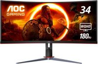 AOC - CU34G2XP 34&quot; VA Curved Gaming Monitor, WQHD (3440x1440), 180Hz, 1ms, Freesync, HDR 400 - Bl...