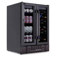 NewAir - 24” Built-in Dual Zone 18 Bottle and 58 Can Wine and Beverage Cooler with French Doors a...