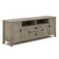 Simpli Home - Burlington SOLID WOOD 72 inch TV Media Stand in Distressed Grey For TVs up to 80 in...