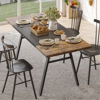 Bestier 70inch Rectangular Dining Table with Basket Storage Wooden Kitchen Table with Sturdy Meta...