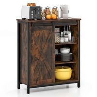 Costway 32" Farmhouse Accent Storage Cabinet with Sliding Barn Door & Adjustable Shelves - Rustic...