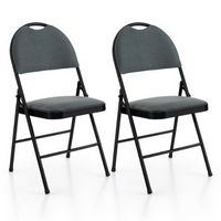 Costway 2 Pack Folding Chairs Portable Padded Office Kitchen Dining Chairs - Grey