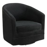 Costway - Modern Swivel Barrel Upholstered Velvet Armchair with Metal Base - Black