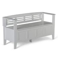 Simpli Home - Adams Entryway Storage Bench With Backrest - White