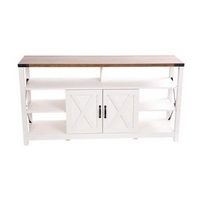 Alamont Home - Wyatt TV Stand for up to 60&quot; TV%27s with Adjustable Shelf and Storage - White/Rustic...