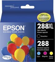 Epson - 288/288XL 4-Pack Ink Cartridges High Capacity and Standard Capacity - Cyan/Magenta/Yellow...