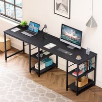 Bestier - L-Shaped Gaming Desk - 55" Wide - Black