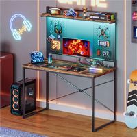 Bestier - 34inch Computer Desk with Hutch and Pegboard - Brown