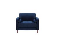 Lifestyle Solutions - Langford Chair with Upholstered Fabric and Eucalyptus Wood Frame - Navy Blue