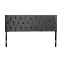 CorLiving - Catalina Diamond Button Tufted Velvet King Headboard - Dark Grey