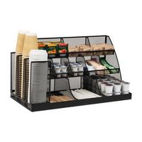 Mind Reader - Cup and Condiment Station, Countertop Org, Coffee Bar, Kitchen, Metal Mesh, 23.75"L...