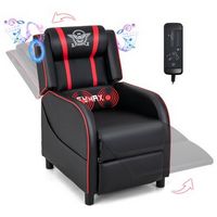 Costway - Theater Style Massage Gaming Chair - Red and Black