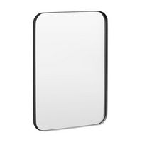 LOVMOR - 24 in. W x 32 in. H Tempered Glass Rounded Rectangle Framed Wall-Mounted Bathroom Vanity...