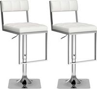 CorLiving - Bar Leatherette Chair (Set of 2) - White; Chrome