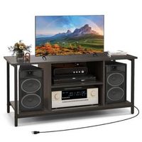 TV Stand with Power Outlet USB & Type-C Port 3-tier TV Console Table Grey