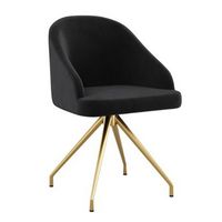 Martha Stewart - Sora Velvet Upholstered Office Chair - Black Velvet/Polished Nickel