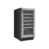 Avanti Wine Cooler with Wood Accent Shelving, 30 Bottle Capacity, in Stainless Steel - Black