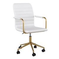 Martha Stewart - Taytum Faux Leather Office Chair - White Faux Leather/Polished Brass