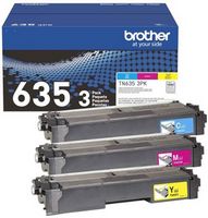 Brother - Genuine TN635 3PK 3-Pack of Standard Yield Cyan, Magenta, and Yellow Toner Cartridges -...