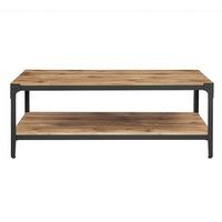 Walker Edison - Farmhouse Angle Industrial Iron Coffee Table - Barnwood