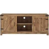Walker Edison - Rustic Barn Door Style Stand for Most TVs Up to 65&quot; - Barnwood