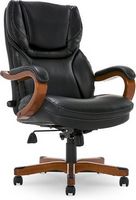 Serta - Big and Tall Leather and Bentwood Executive Chair - Black