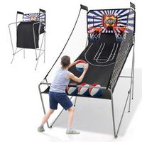 Costway - Dual Shot Basketball Arcade Game with 8 Game Modes Arcade Sound Electronic Scoring - White