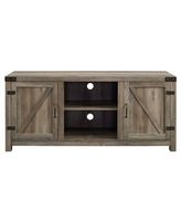 Walker Edison - Rustic Barn Door Style Stand for Most TVs Up to 65&quot; - Gray Wash