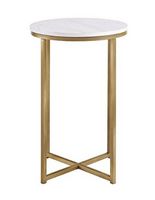 Walker Edison - Modern Glam Side Table - Faux White Marble &amp; Gold