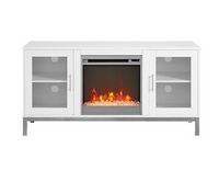 Walker Edison - Modern Two Door Fireplace TV Stand for Most TVs up to 58&quot; - White