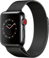 Apple Watch Series 3 (GPS + Cellular) 38mm Space Black Stainless Steel Case with Space Black Mila...