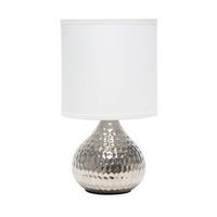 Simple Designs - Drip Mini Table Lamp - Hammered Silver with White Shade